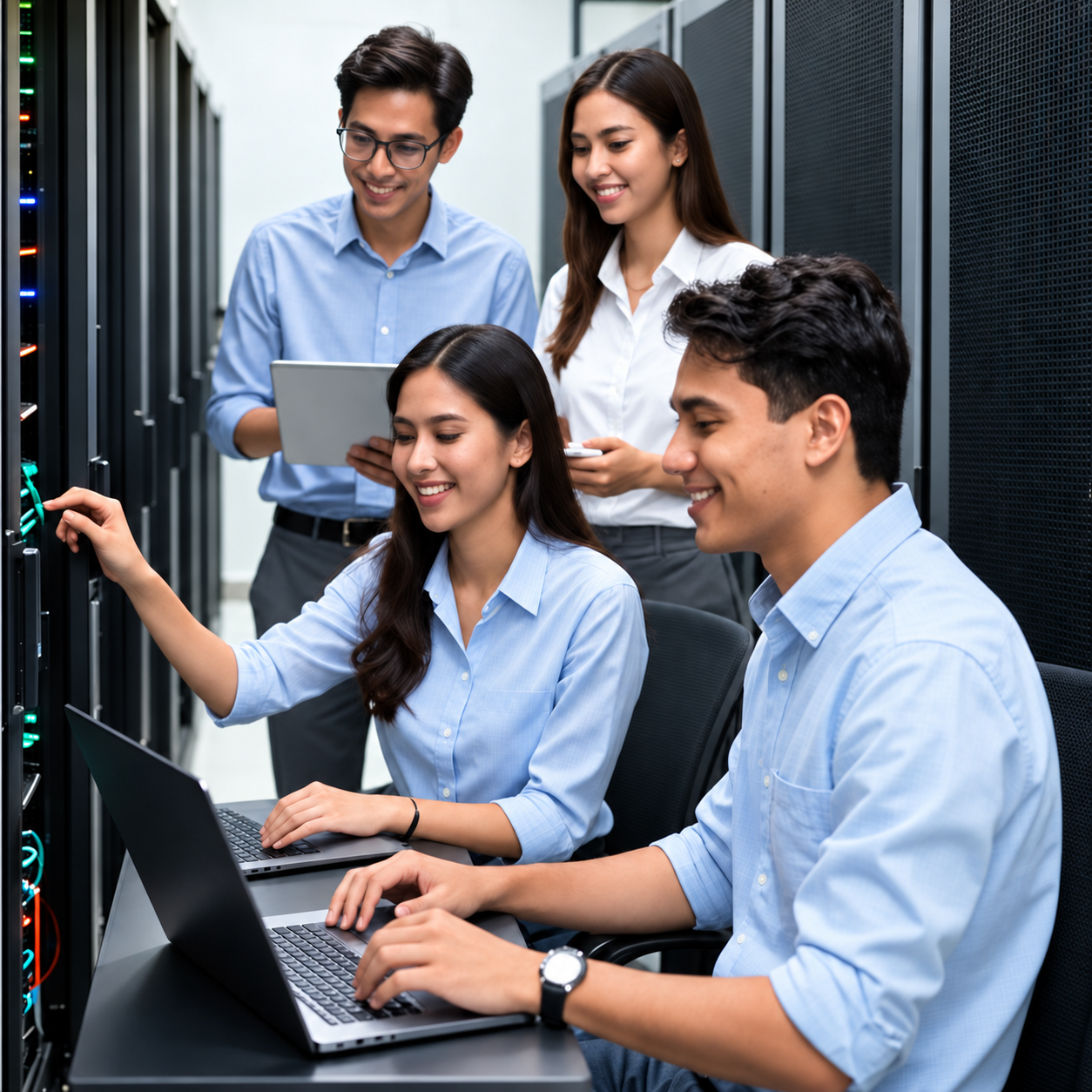 Équipe technique Metaline dans un datacenter